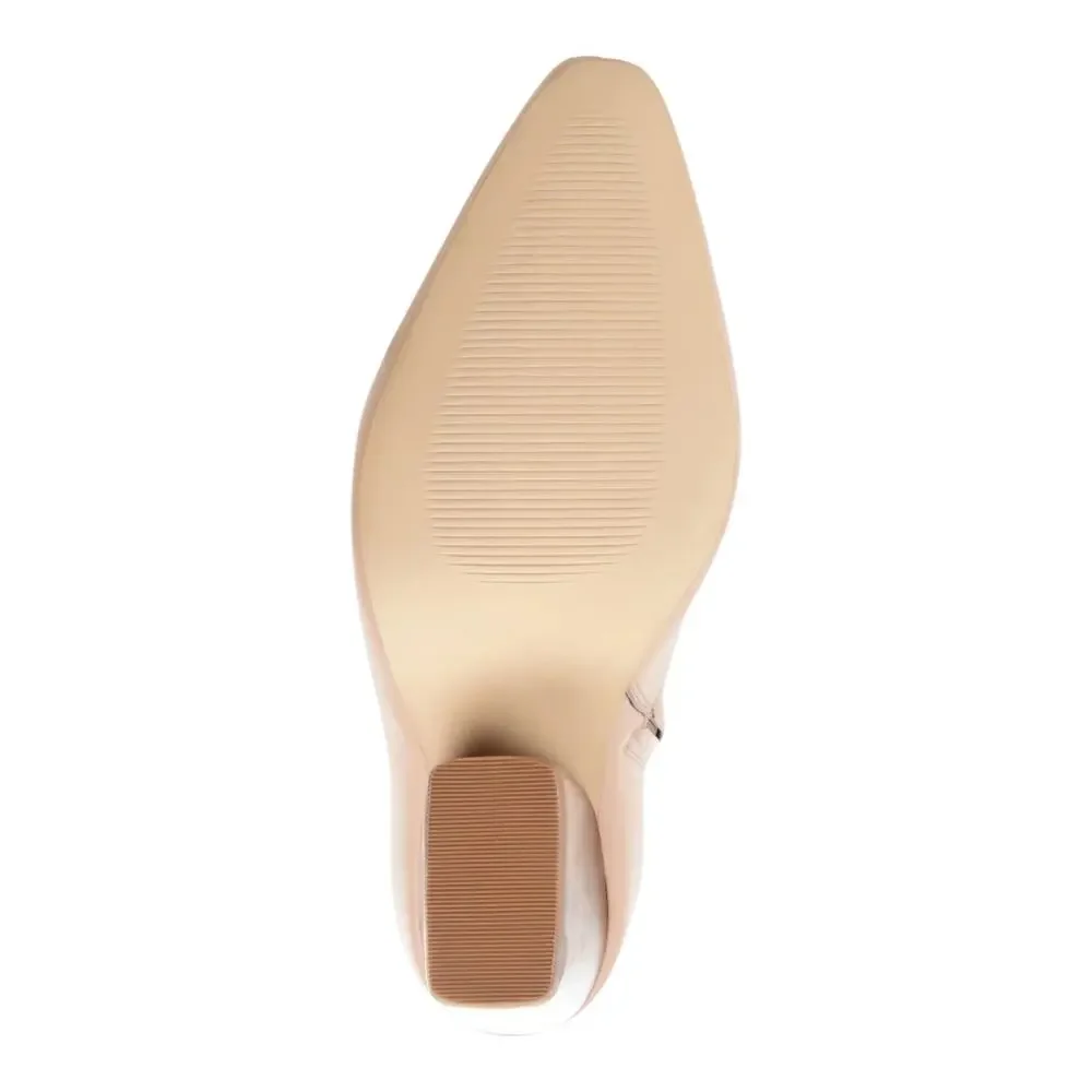 Journee Women's Hydra Leather Angular High Heel Booties Light Tan Size 8